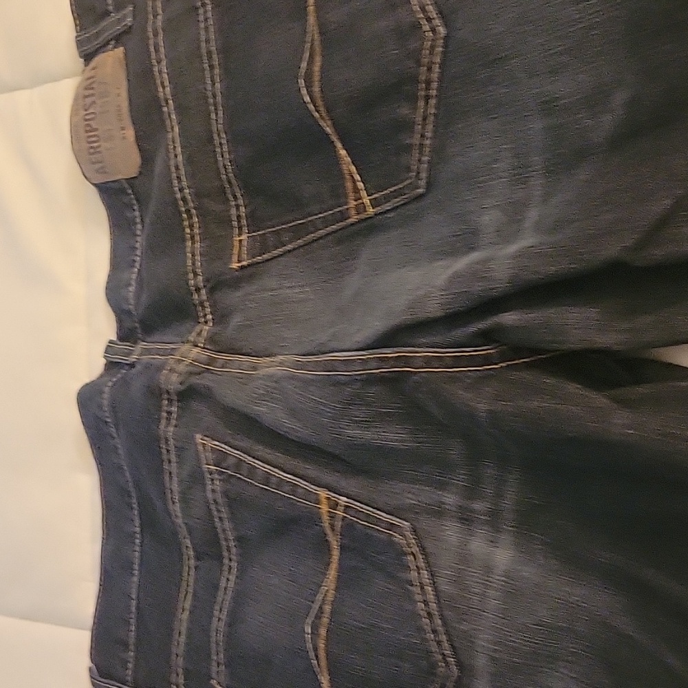 Mens boot cut dark stone washed aeropostale jeans. Size 38x32.